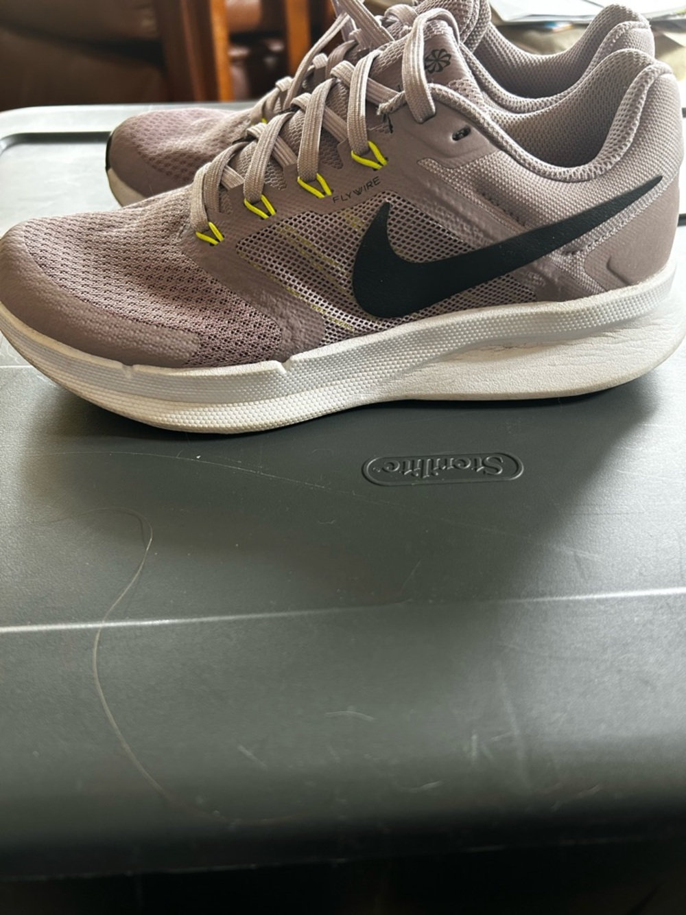 Nike swift 3 Light Mauve Mesh Sneakers with Black Swoosh and Yellow Accents